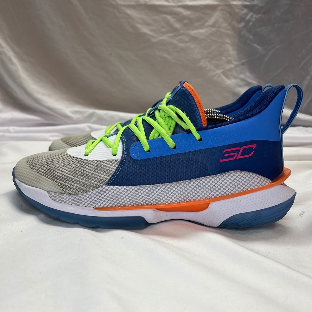 Under Armour Curry 7 Super‎ Soaker Lime Blue Mens 10.5 3021258-404 Basketball - Picture 3 of 15